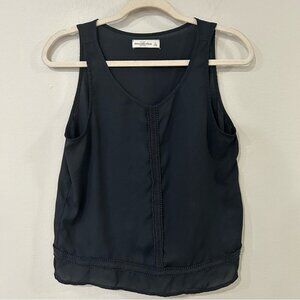 Abercrombie & Fitch Black Sleeveless Relaxed Flowy Sheer Tank Top Size Large